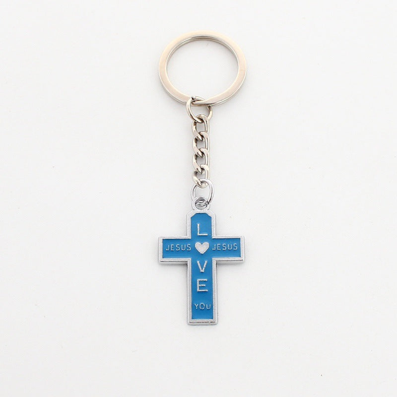 Wholesale Christmas Rainbow Cross Zinc Alloy Keychain